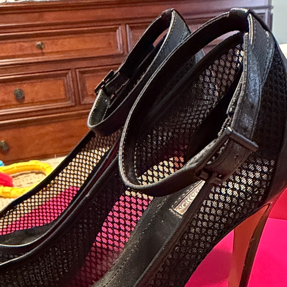 Bcbgeneration Black Pointed-Toe Ankle-Strap Mesh … - image 4